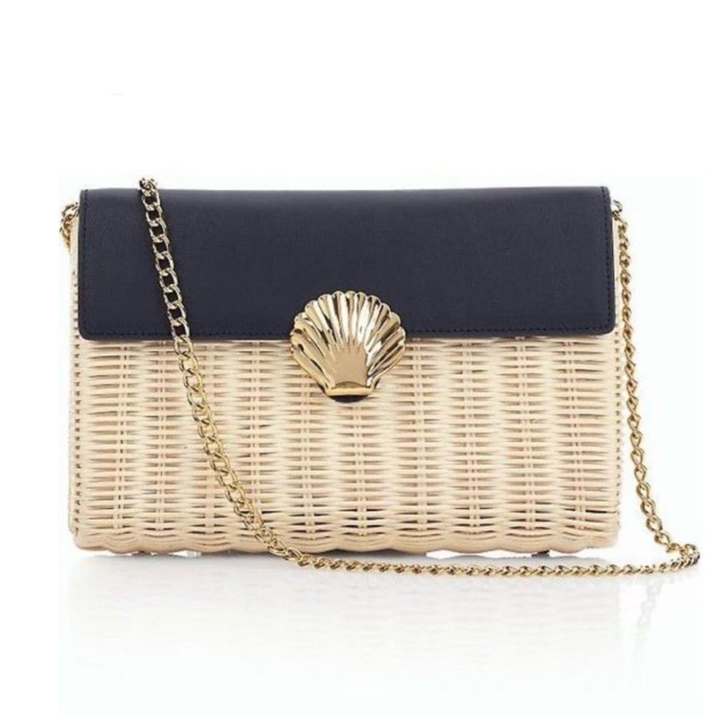 Talbots Woven Wicker Bag with Chain Strap